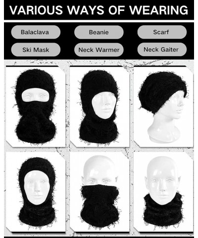 2 Pieces Winter Distressed Balaclava Knitted Ski Full Face Mask for Women Men 2 Pieces (black Red/Pink) $11.98 Balaclavas