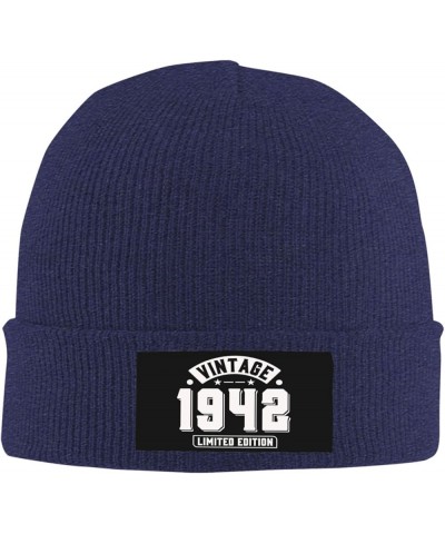 Limited Edition 1942 Funny Knit Hats Winter Beanie Warm Cuffed for Men Women Cap Navy Blue $9.41 Skullies & Beanies