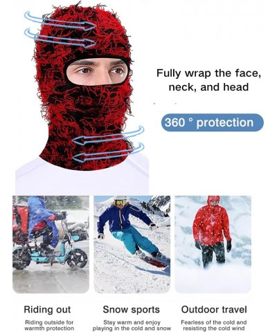 2 Pieces Winter Distressed Balaclava Knitted Ski Full Face Mask for Women Men 2 Pieces (black Red/Pink) $11.98 Balaclavas