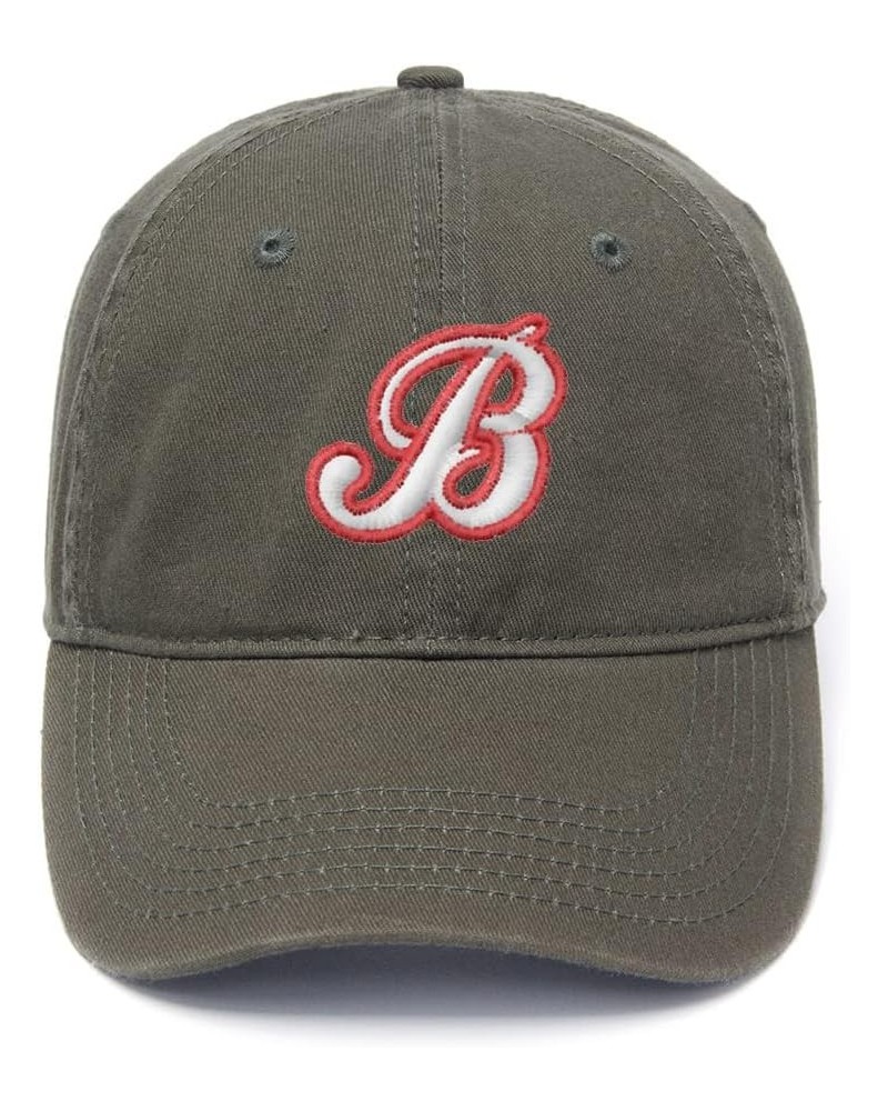 Men's Baseball Caps Baseball Letter B Embroidered Dad Hat Washed Cotton Hat Green $11.99 Baseball Caps