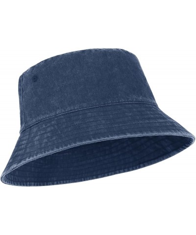 Oversize XXL Washed Denim Bucket Hat,Large Vintage Jean Sun Hat,Packable Travel Hats for Big Heads 22"-25 Navy Blue-lined-fit...