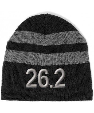 Custom Striped Beanie for Men & Women 26.2 Marathon Runner A Embroidery Acrylic Black Design Only $14.09 Skullies & Beanies