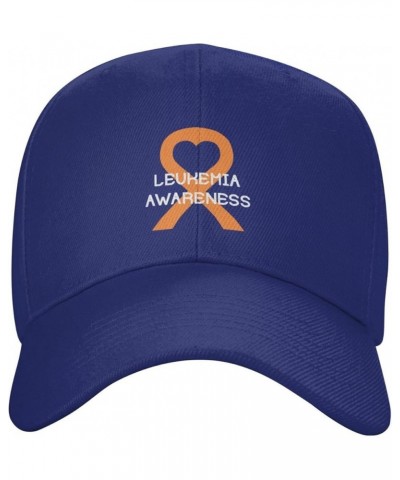 Leukemia Awareness Hat Curved Brim Baseball Cap Adjustable Polo Style Dad Hat Black Blue $11.63 Baseball Caps