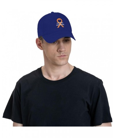 Leukemia Awareness Hat Curved Brim Baseball Cap Adjustable Polo Style Dad Hat Black Blue $11.63 Baseball Caps