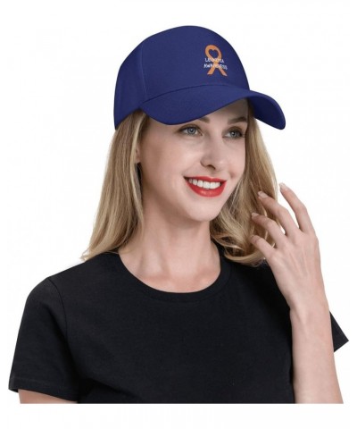 Leukemia Awareness Hat Curved Brim Baseball Cap Adjustable Polo Style Dad Hat Black Blue $11.63 Baseball Caps