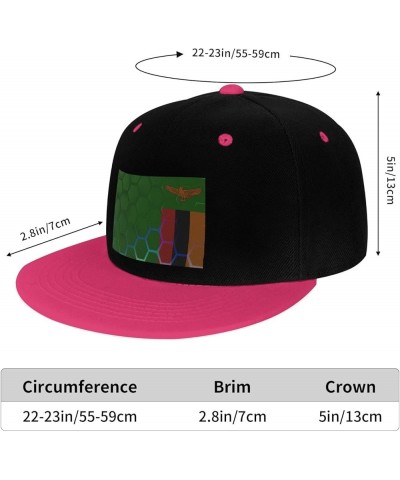 Flag of Zambia Snapback Hat for Men Women Baseball Cap Trucker Flat Bill Hats Dad Caps Pink $13.57 Baseball Caps