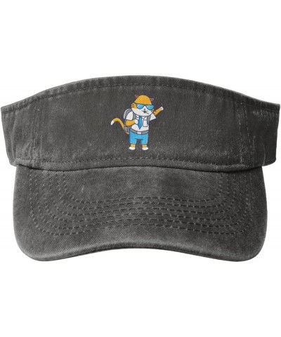 Cute Cat Student Sun Visor Hats for Women Men Sun Hat Cotton Golf Hat Vintage Baseball Cap Deep Heather $10.10 Visors