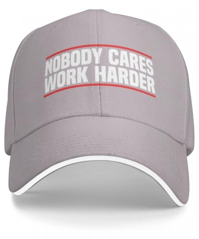 Nobody Cares Work Harder Motivational Workout Men's Baseball Hat Retro Snapback Cap Adjustable Gray $10.04 Baseball Caps