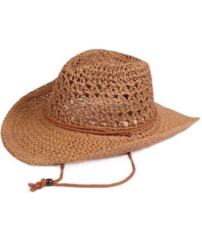 Men Cowboy Sun Hat Foldable Straw Hat Classic Western Newsboy Cap Summer Wide Brim Roll Up Raffia Cowboy Hat A-khaki $10.39 C...