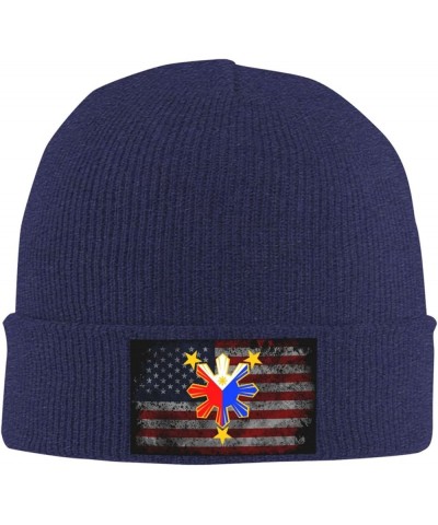 Philippines Flag Cozy Knitted Hat for Winter - Warm Comfort Black Navy Blue $15.39 Skullies & Beanies