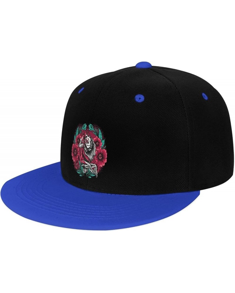 Flowers and Foxes Snapback Hat for Men Women Baseball Cap Trucker Flat Bill Hats Dad Caps Blue $10.91 Baseball Caps