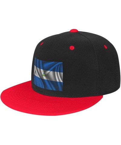 Adjustable Silk Style Flag of Nicaragua Snapback Hat for Men Women Baseball Cap Dad Hats Red $13.90 Baseball Caps