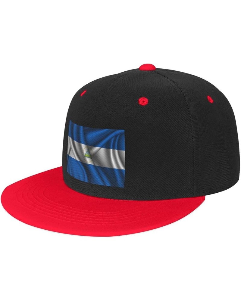 Adjustable Silk Style Flag of Nicaragua Snapback Hat for Men Women Baseball Cap Dad Hats Red $13.90 Baseball Caps