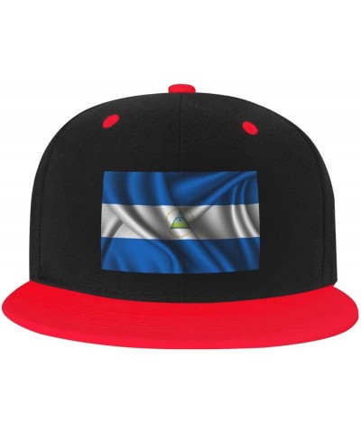 Adjustable Silk Style Flag of Nicaragua Snapback Hat for Men Women Baseball Cap Dad Hats Red $13.90 Baseball Caps