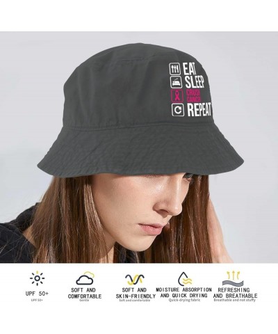 eat Sleep crushs Cancer repeatt Bucket Hat Bucket Hats Packable Women Hats for Golf Accessories for Fishing Must Wash Black $...