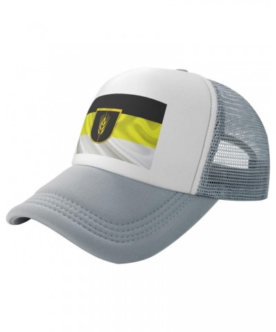 Flag of Volga Germans Breathable Mesh Baseball Cap Adjustable Lightweight Trucker Hat Gray $13.80 Baseball Caps