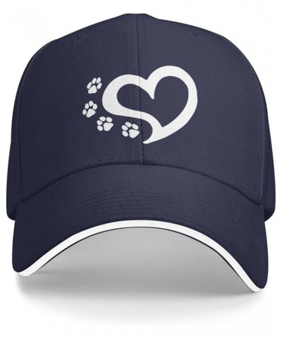 Cat Dog Paw Prints Heart Hat Adjustable Sandwich Peaked Cap Outdoor Sports Baseball Cap Trucker Cap Navy Blue $18.29 Baseball...