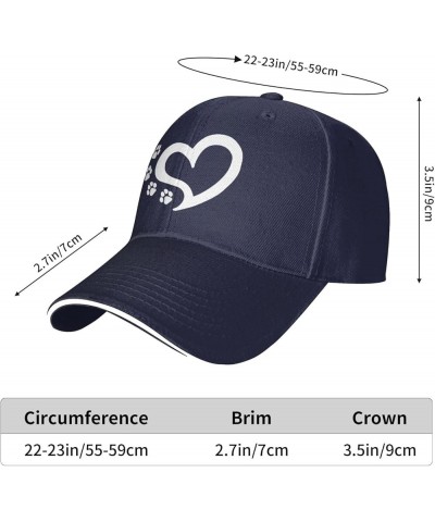 Cat Dog Paw Prints Heart Hat Adjustable Sandwich Peaked Cap Outdoor Sports Baseball Cap Trucker Cap Navy Blue $18.29 Baseball...