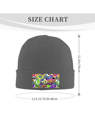 Colorful Spray Pattern Print Knitted Hat Daily Soft, Warm Hat,Adult Beanie Hat, Elastic Brimless Cap Doudou Hat Deep Heather ...