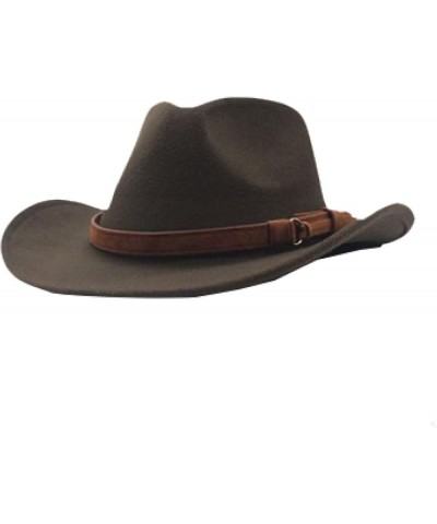 Men's Crushable Felt Outback Hat Wool Wide Brim Western Cowboy Hat Elegant Lady Cowgirl Hat with Leather Belt Army Green $22....