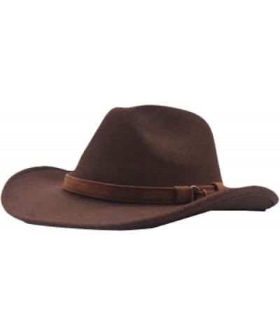 Men's Crushable Felt Outback Hat Wool Wide Brim Western Cowboy Hat Elegant Lady Cowgirl Hat with Leather Belt Army Green $22....