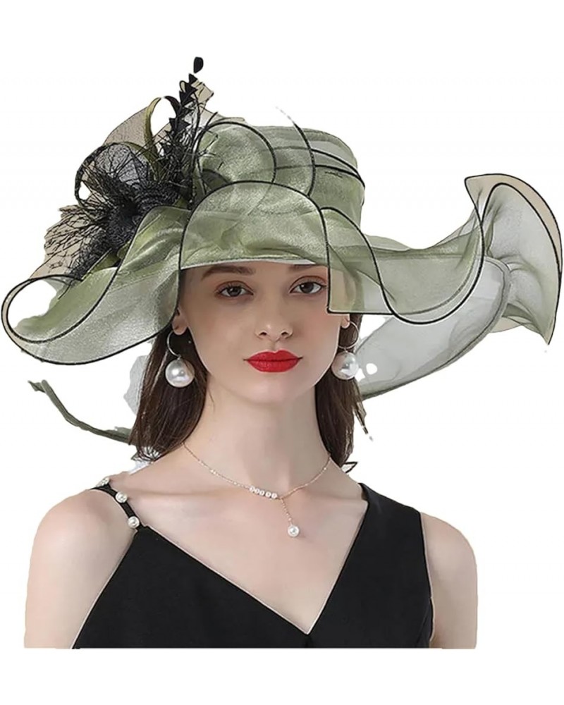 Women Hats Ladies Tea Party Wedding Large Wide Brim Vintage Fedoras En8 Sun Hat $18.35 Sun Hats