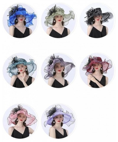 Women Hats Ladies Tea Party Wedding Large Wide Brim Vintage Fedoras En8 Sun Hat $18.35 Sun Hats