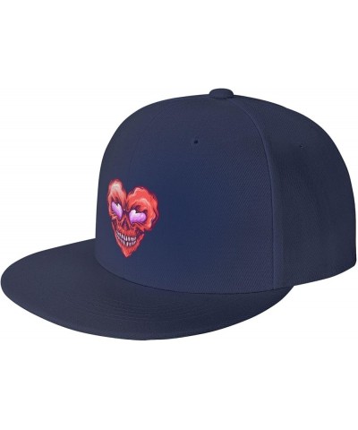 Valentine's Day Skull Baseball Cap for Men Women Snapback Hat Trucker Flat Bill Caps Sun Hat Navy Blue $13.22 Baseball Caps