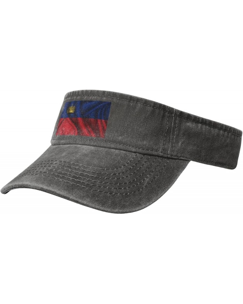 Silk Style Flag of Liechtenstein Sun Visor Hats for Women Men Adjustable Sports Sun Hats Golf Cap Deep Heather $11.83 Visors