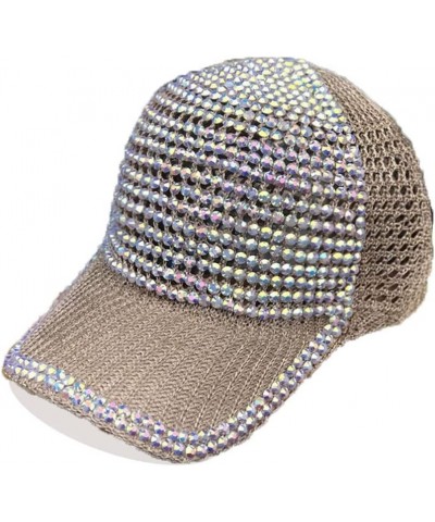 Bling Baseball Cap Solid Color Studded Rhinestone Adjustable Plain Denim Travel Outdoor Sports Sun Hat Khaki $15.19 Baseball ...