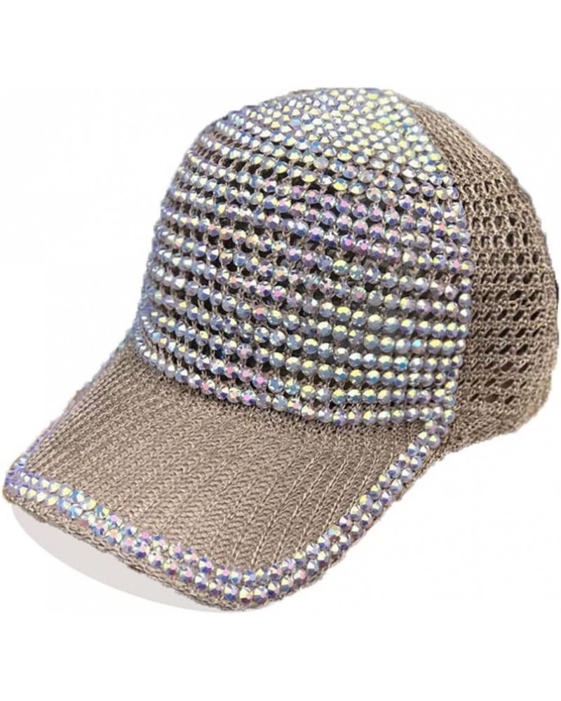 Bling Baseball Cap Solid Color Studded Rhinestone Adjustable Plain Denim Travel Outdoor Sports Sun Hat Khaki $15.19 Baseball ...