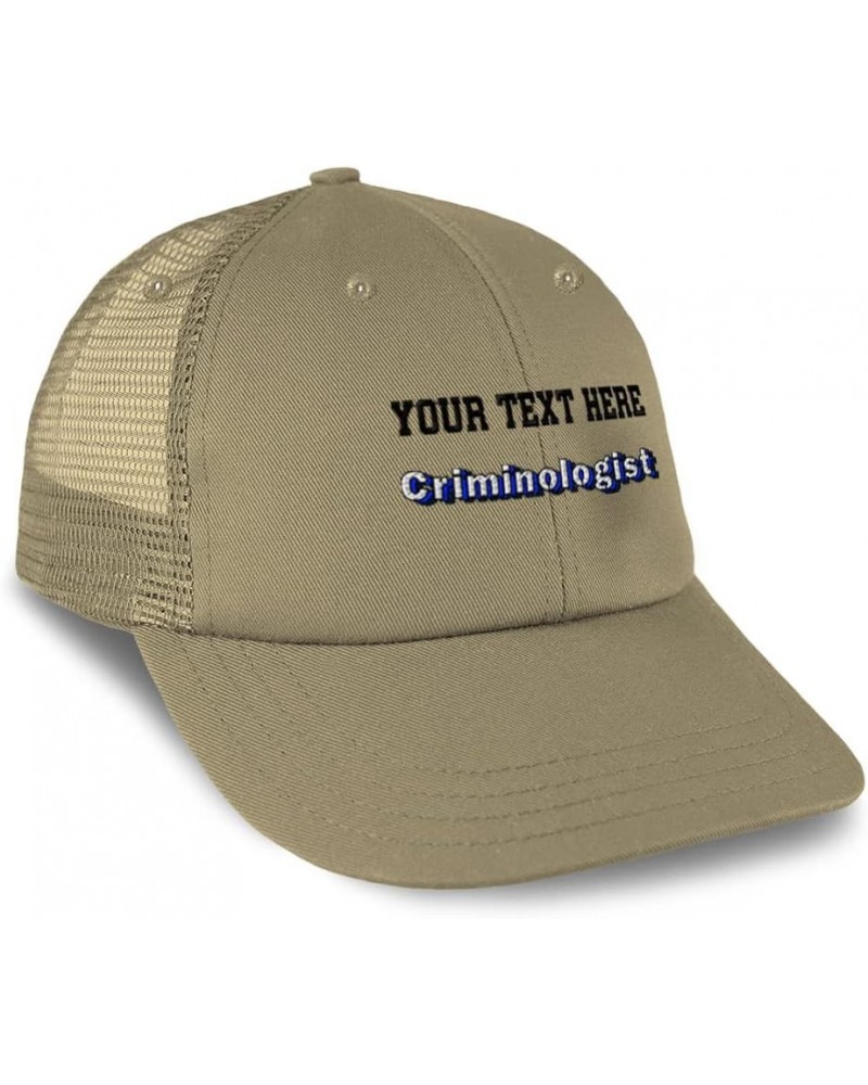 Custom Custom Trucker Hat Baseball Cap Criminologist Forensics Cotton Criminal Dad Hats for Men & Women Khaki Personalized Te...