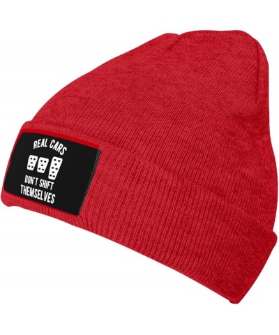 Real Cars Dont Shift Themselves Beanie for Men Women Black Winter Hat Warm Knit Cuffed Beanies Red $11.00 Skullies & Beanies