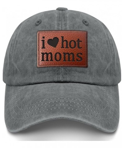 I Love Hot Moms Heart Cowboy Hat Trendy Beach Cap Gifts for Dad Who Like Engraved,Running Hats Suitable for Beach Light Grey ...