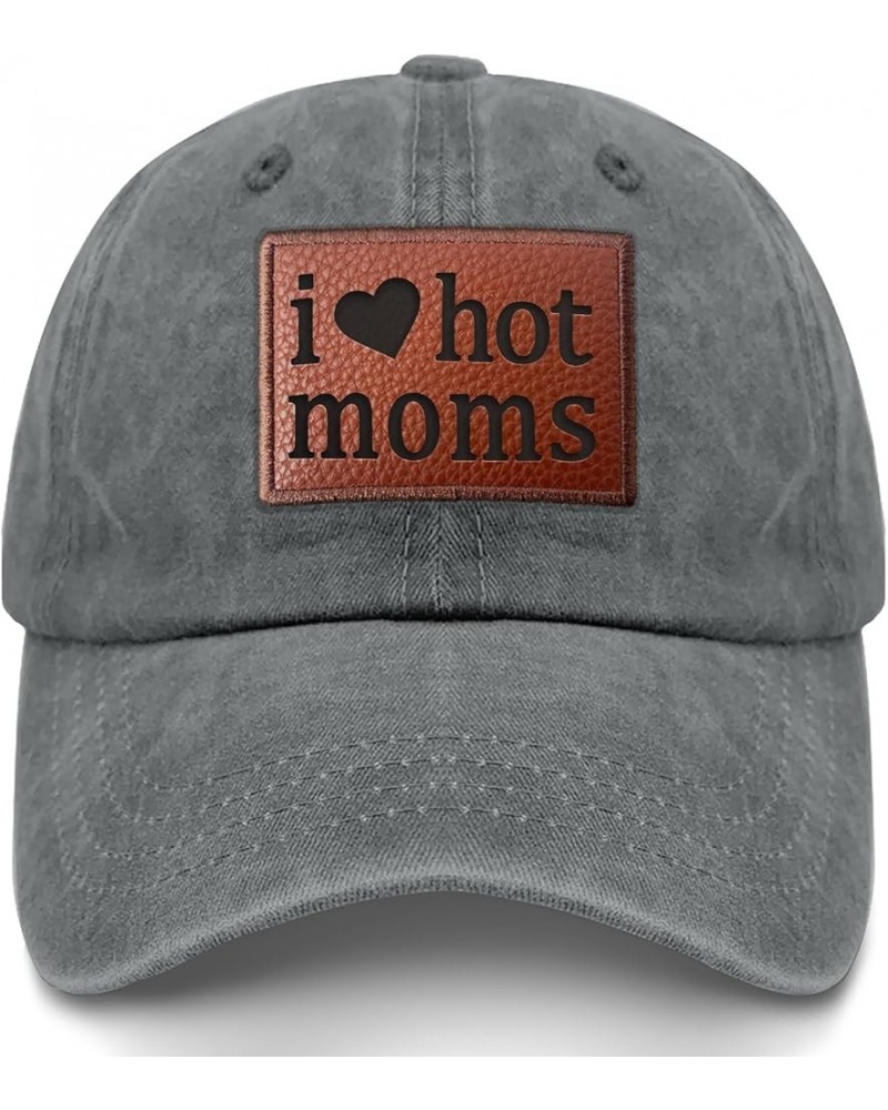 I Love Hot Moms Heart Cowboy Hat Trendy Beach Cap Gifts for Dad Who Like Engraved,Running Hats Suitable for Beach Light Grey ...