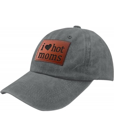 I Love Hot Moms Heart Cowboy Hat Trendy Beach Cap Gifts for Dad Who Like Engraved,Running Hats Suitable for Beach Light Grey ...