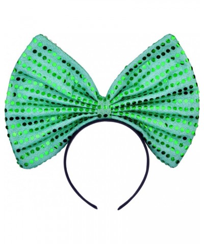 Christmas Huge Green Polka Sequins Bow Black Costume Holidays Fashion Headband $8.50 Headbands