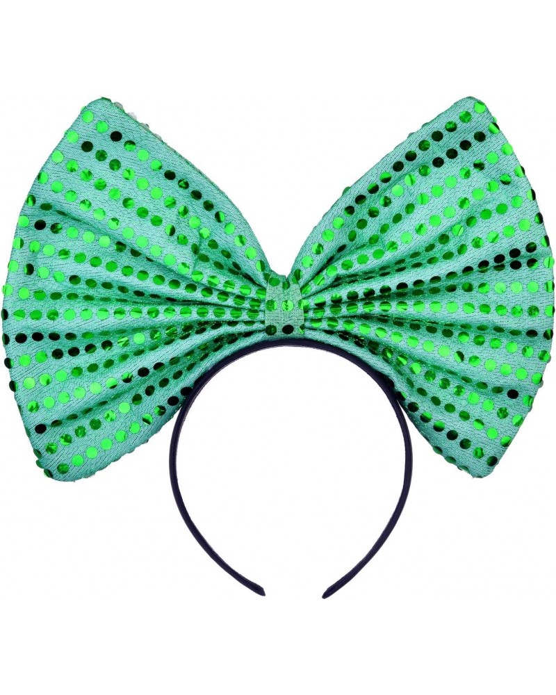 Christmas Huge Green Polka Sequins Bow Black Costume Holidays Fashion Headband $8.50 Headbands