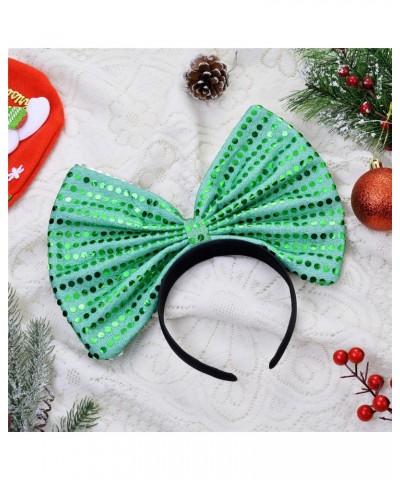 Christmas Huge Green Polka Sequins Bow Black Costume Holidays Fashion Headband $8.50 Headbands