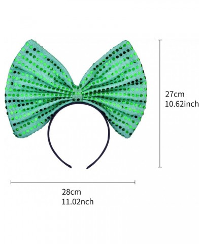 Christmas Huge Green Polka Sequins Bow Black Costume Holidays Fashion Headband $8.50 Headbands