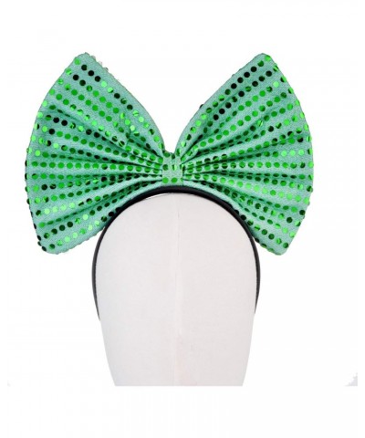 Christmas Huge Green Polka Sequins Bow Black Costume Holidays Fashion Headband $8.50 Headbands