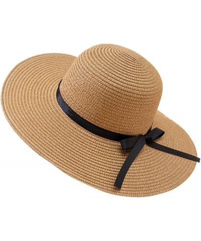 Beach Hats for Women Wide Brim Sun Straw Hat for Women UPF 50+ UV Protection Sun Hat Foldable Roll up Cap E2-khaki $8.99 Skul...