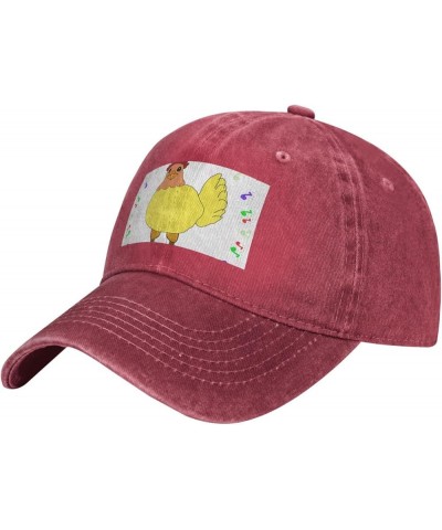 Black Singing Hen Pattern Adult Cowboy Baseball Cap : Comfortable, Light Unisex Suitable for Outdoor Sports Travel Red $13.80...