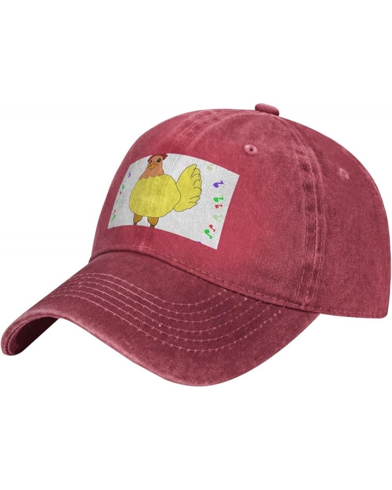 Black Singing Hen Pattern Adult Cowboy Baseball Cap : Comfortable, Light Unisex Suitable for Outdoor Sports Travel Red $13.80...