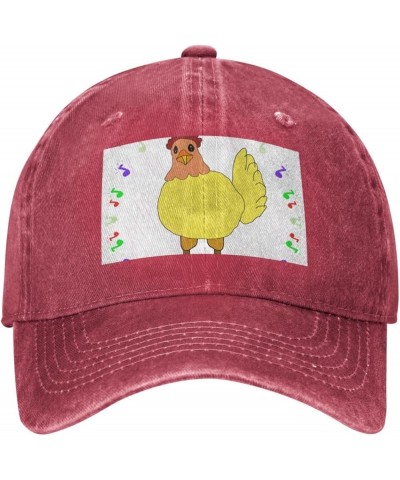 Black Singing Hen Pattern Adult Cowboy Baseball Cap : Comfortable, Light Unisex Suitable for Outdoor Sports Travel Red $13.80...