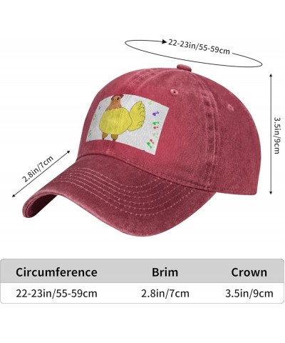 Black Singing Hen Pattern Adult Cowboy Baseball Cap : Comfortable, Light Unisex Suitable for Outdoor Sports Travel Red $13.80...