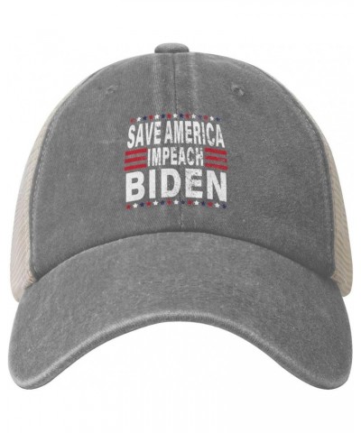 Save America Impeach Biden Cowboy Hat Men Vintage Mesh Baseball Cap Women Dad Hat Sun Hat Trucker Hat Black Gray $9.25 Baseba...