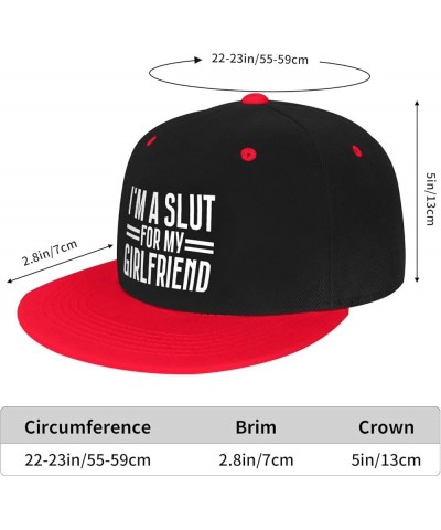 I'm A Slut for My Girlfriend Snapback Hat Funny Flat Bill Visor Adjustable Hip Hop Baseball Cap White Red $11.76 Baseball Caps