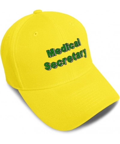 Baseball Cap Medical Secretary Secretarial Acrylic Hospital Dad Hats for Men and Women Yellow Design Only $16.19 Baseball Caps