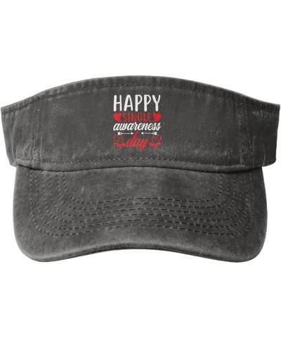 Happy Single Awareness Day Sun Hat Sun Visor Hats for Women Men Baseball Cap Golf Hats Deep Heather $12.55 Visors